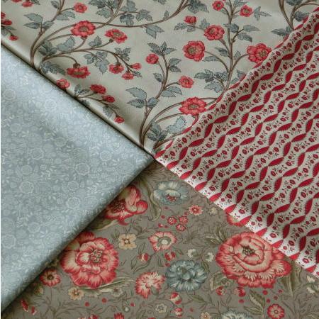 アメリカンフォーク、ヴィンテージ✖︎モーダ　フレンチジェネラル生地でフリルバッグ moda 生地 フレンチジェネラル La Grande Soiree 1 10cm単位 5点 手芸