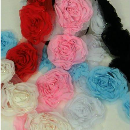 シフォン モチーフ 花モチーフ 薔薇 1個単位 6色 服飾資材 手芸 縁取り 