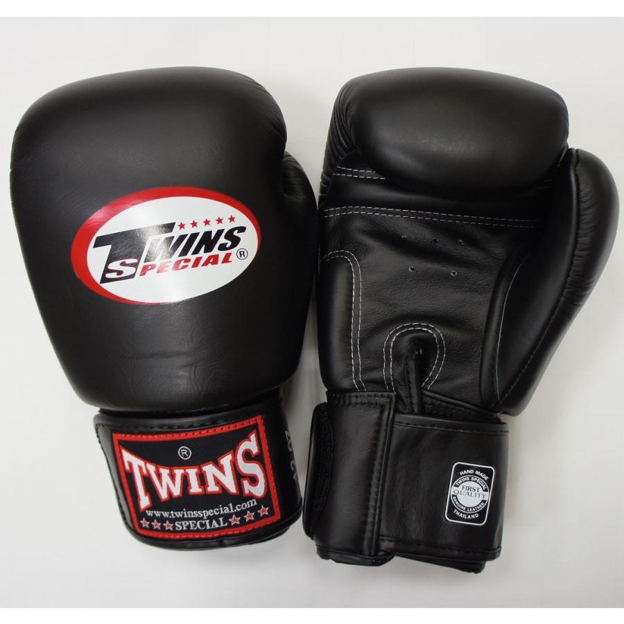 新TWINS ツインズ 本革製キックボクシング グローブ 黒 8オンス