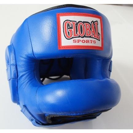 ボクシンググローブ　ヘッドギア 送料無料】 ノーズヘッドガード 064 青 (高級本革) フルフェイス