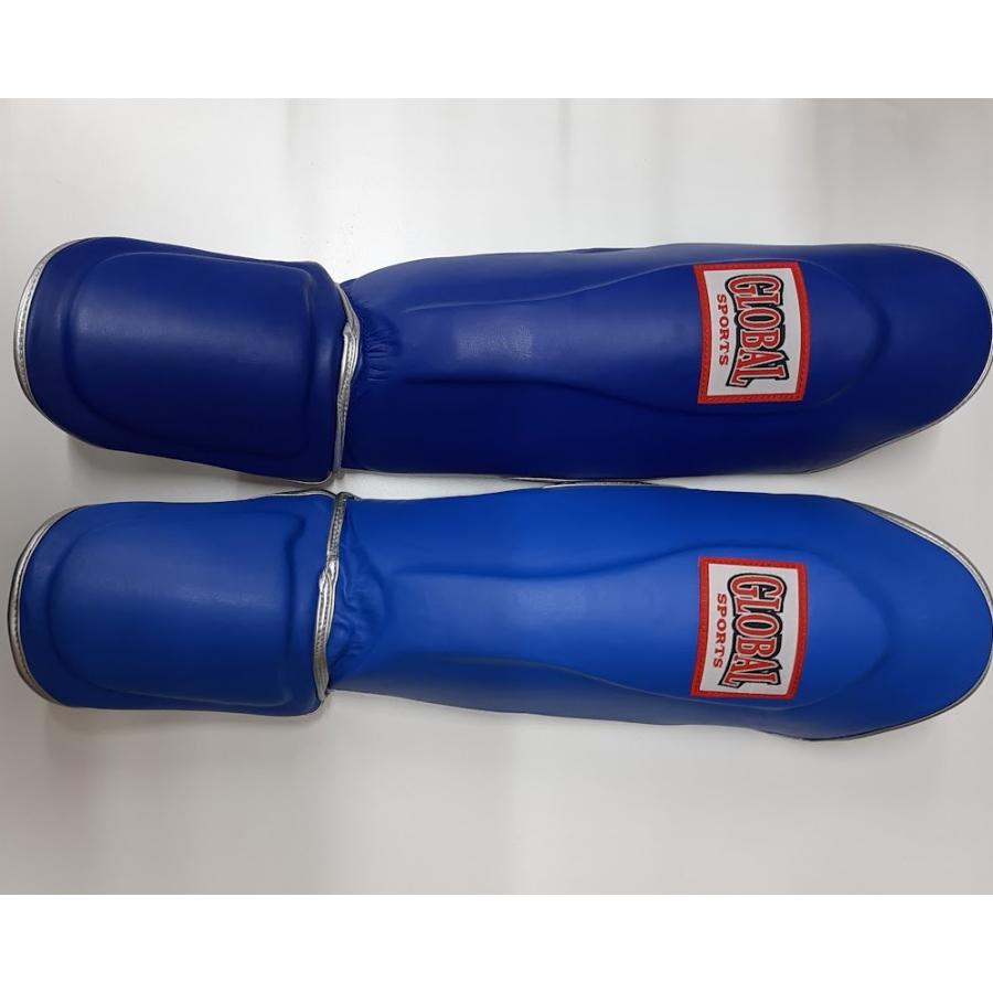 GLOBAL SPORTS レガース＆グローブ プロレッグガード (高級レザー) 048 青 Mサイズ レガース スネ