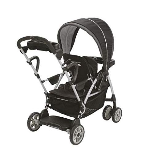 Graco (グレコ) 二人乗りベビーカー ルームフォーツー (Room for 2) ゴッサム BK [親用トレイ & 下カゴ & 子供用トレ ゴッサム BK 前席 体重22 7kgまで あるいは身長114 cm