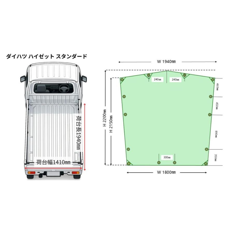 【ハイゼット/ジャンボ専用設計】プロが選ぶ「本物」の荷台シート ハイゼット ジャンボ 荷台シート 業務用0.55mm厚 軽トラック荷台シート |  | 02