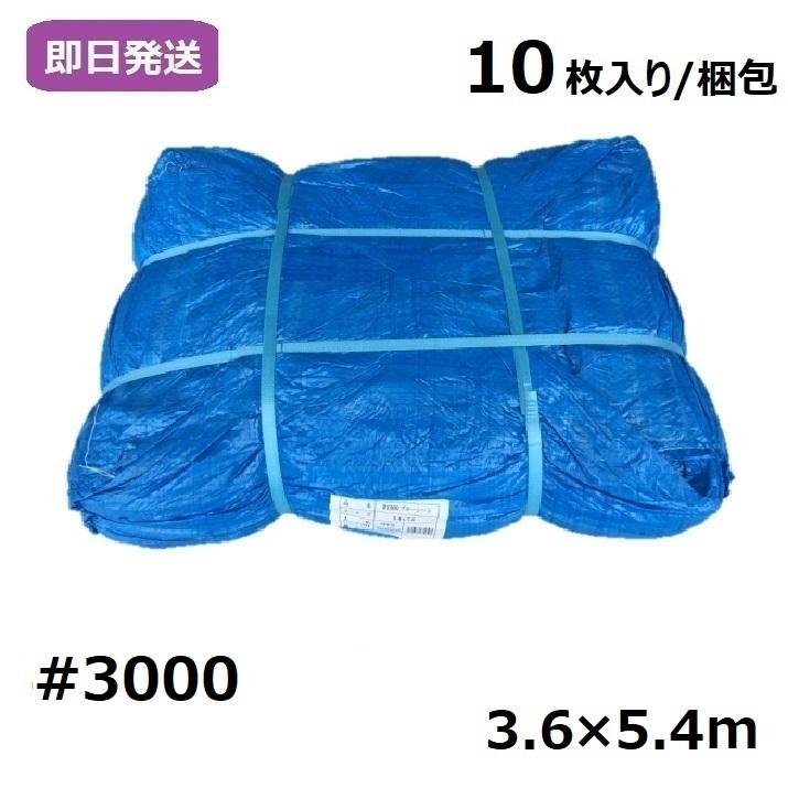 業務用 ブルーシート 厚手 #3000 3.6×5.4m [10枚入り/梱包] : シート