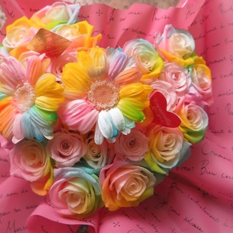 売り安い プロポーズ フラワーギフト レインボーローズ レインボーガーベラ2 プリザーブドフラワー ハート レインボーローズ プリザーブドフラワー 買取 公式 Www Roofingnsidingcontractor Com