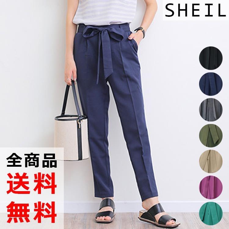 テーパードパンツ レディース リボン きれいめ オシャレ 大人上品 ボトム ウエストゴム S M L 黒 白 カーキ :1000548:SHEIL -  通販 - Yahoo!ショッピング