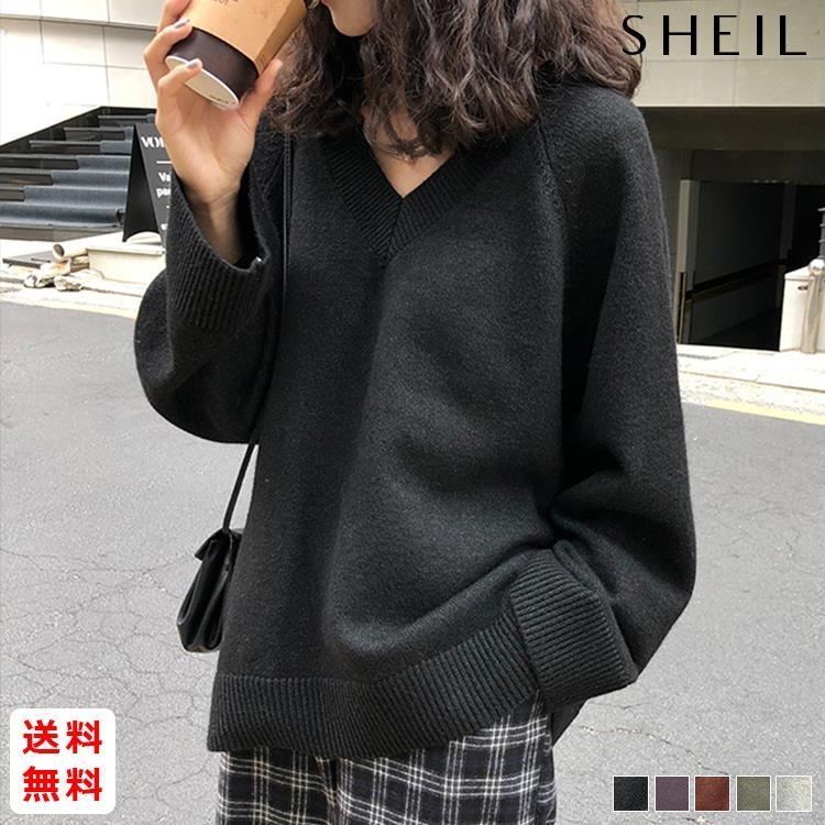 ゆったりニットセーター ビッグシルエット レディース Vネックニット ドルマンスリーブ ボリューム袖 大きいサイズ 11dkxl 008 Sheil 通販 Yahoo ショッピング