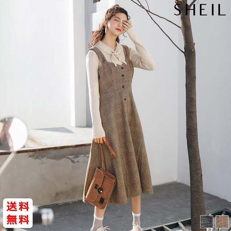 グレンチェックワンピース レディース ジャンパースカート フレアスカート サロペット ノースリーブ 大人 上品 きれいめ 韓国ファッション 3xhd 001 Sheil 通販 Yahoo ショッピング