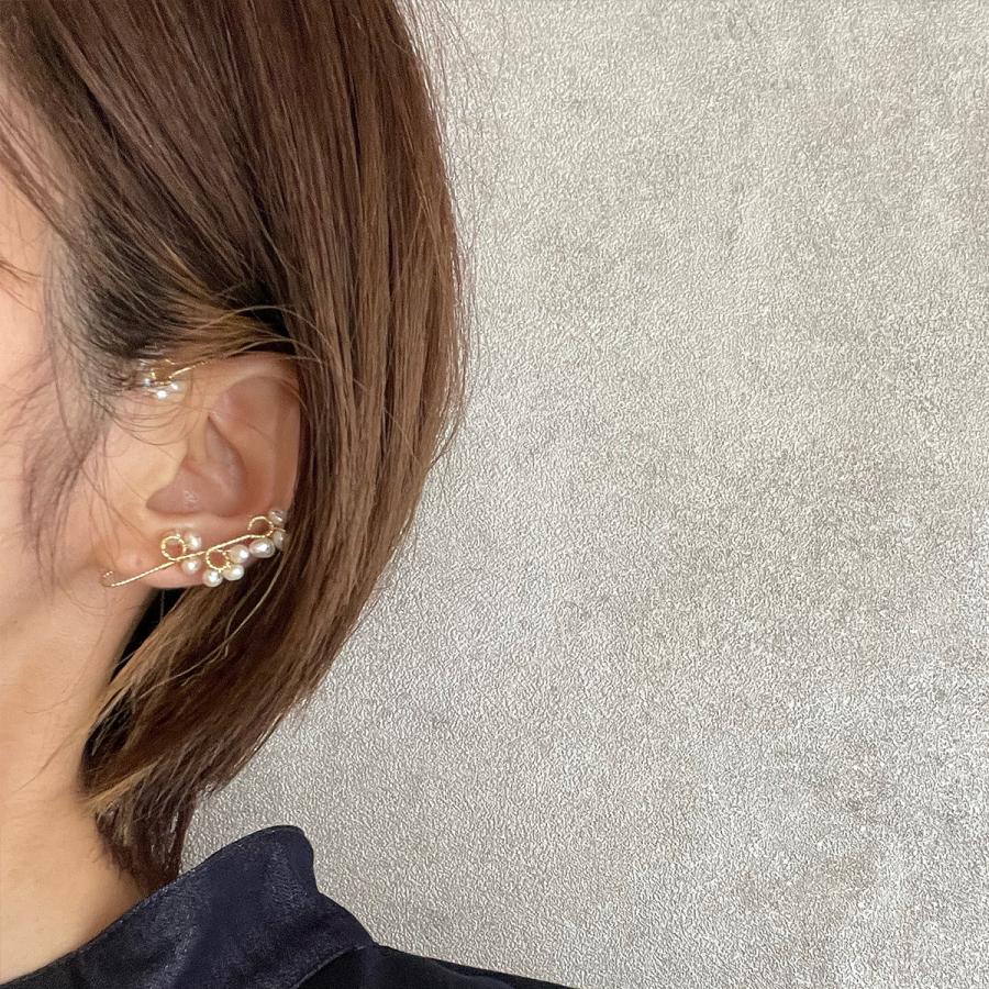 イヤーカフ パール 大ぶり 金属アレルギー対応 淡水パール イヤカフ  