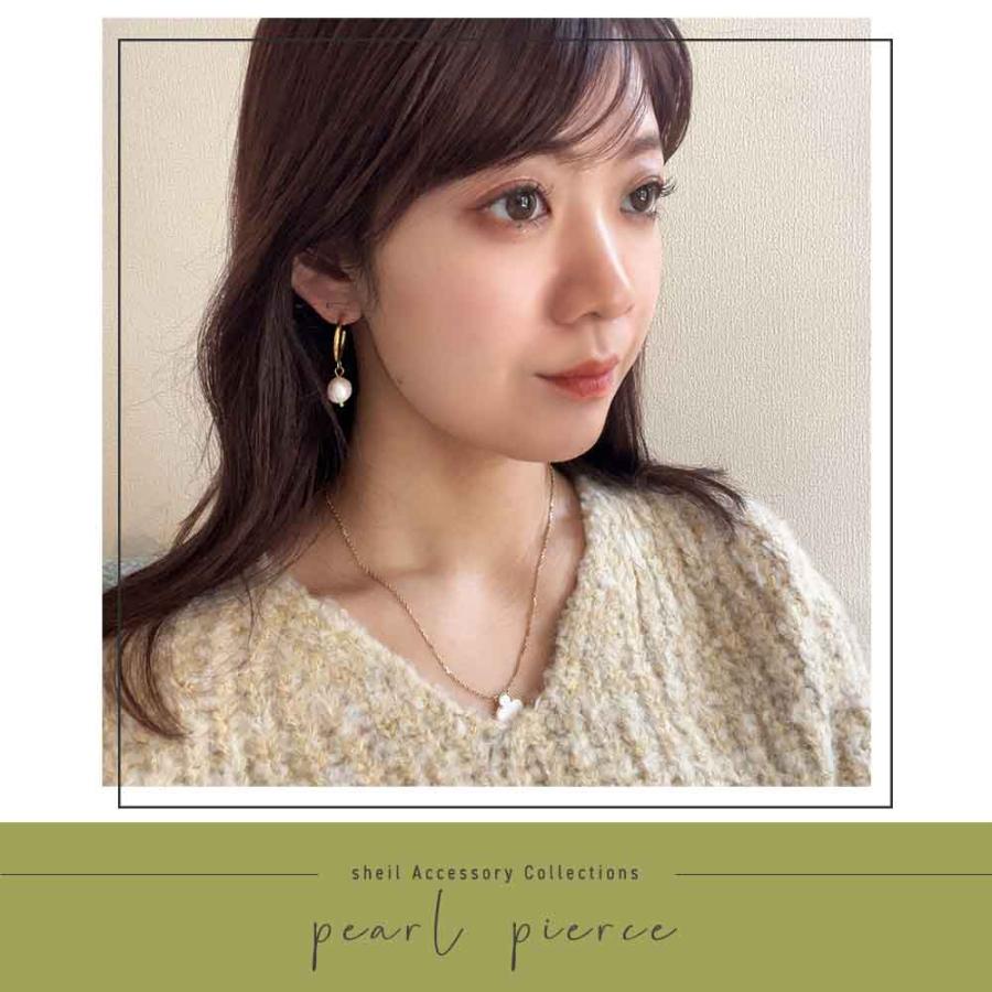 パールピアス ピアス 金属アレルギー パール フープピアス 大ぶり