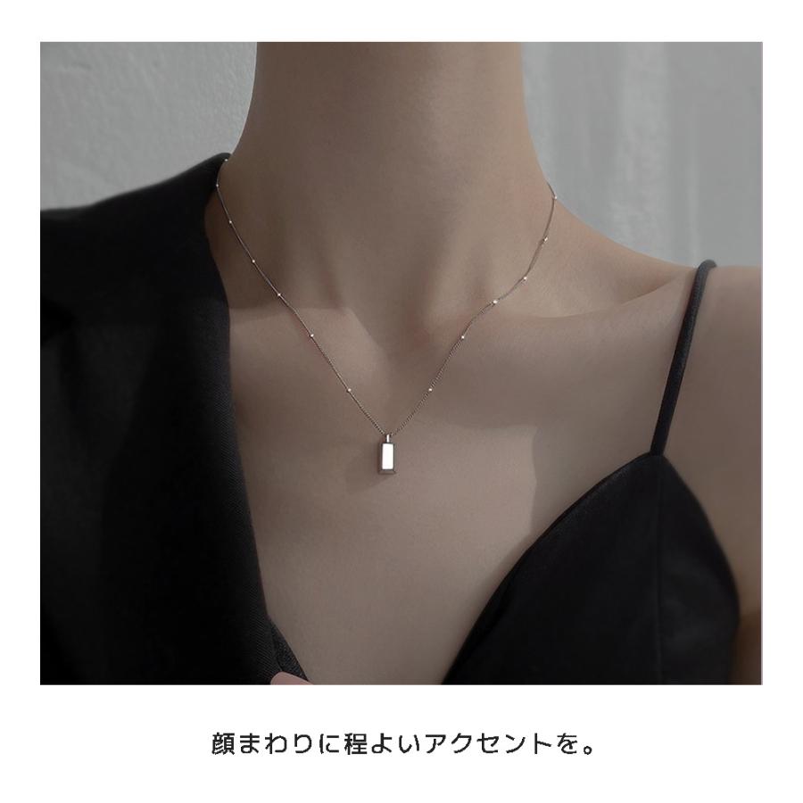ネックレス チェーン 金属アレルギー スクエア チャーム 華奢 つけっ