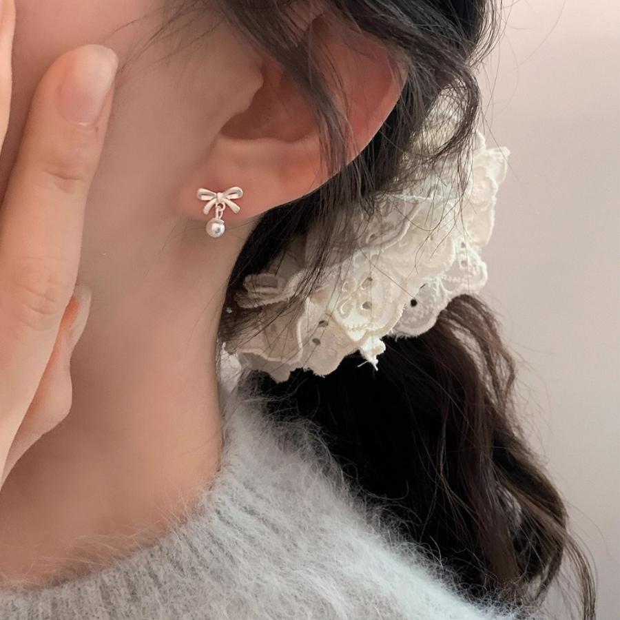 ピアス 金属アレルギー スタッドピアス リボン 小さめ シンプル