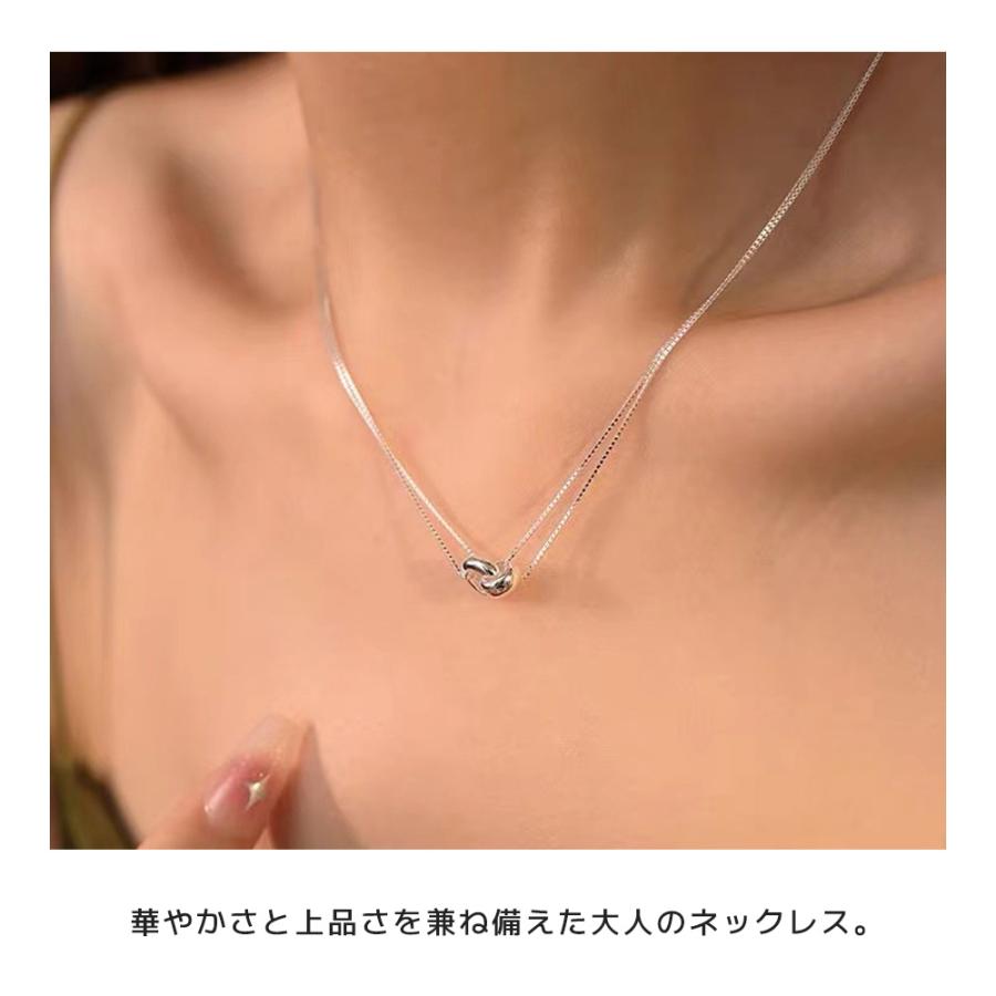 ネックレス 金属アレルギー 小ぶり ダブル リング チャーム チェーン 