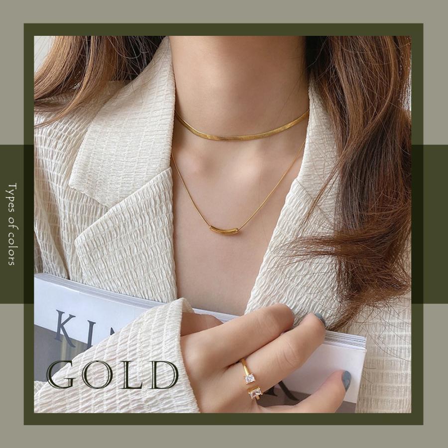 ネックレス 金属アレルギー 2点セット 重ね付け スネーク チェーン