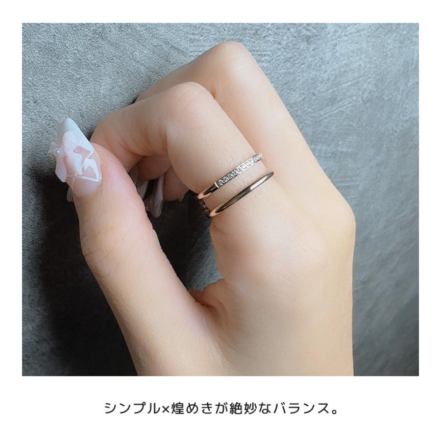 リング 指輪 レディース 華奢 レイヤード風 重ね付け風 細身 つけっ