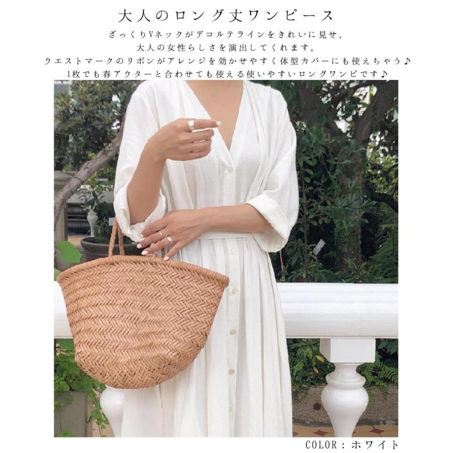 ウエストマーク タックロングワンピース 長袖 リネン混 レディース Vネック カシュクール リネンコットン ロング丈 S00 W002 Sheil 通販 Yahoo ショッピング