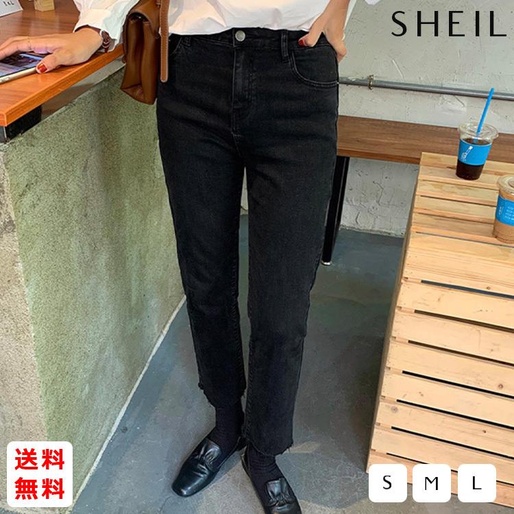 ハイウエスト ブラックデニム レディース ストレッチ スリム ジーンズ 韓国 韓国ファッション S10 B011 Sheil 通販 Yahoo ショッピング