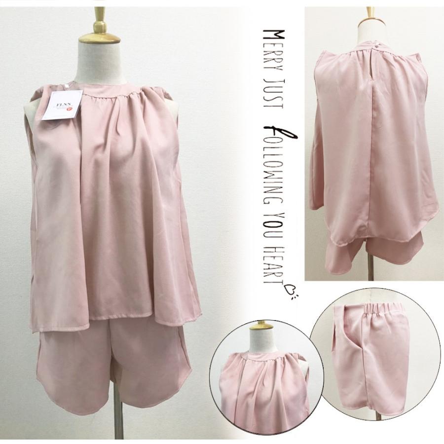 ノースリーブセットアップ レディース フレアトップス ショートパンツ ピンク 黒 夏 オフィス Wjun 006 Sheil 通販 Yahoo ショッピング