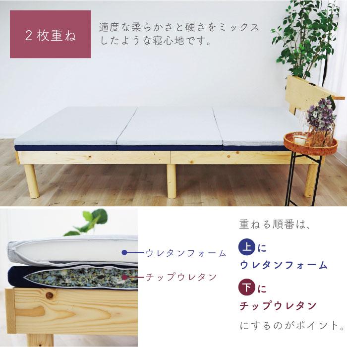 日本製 2枚セット 3折マットレス 厚さ 3.5cm (チップウレタン+95N 
