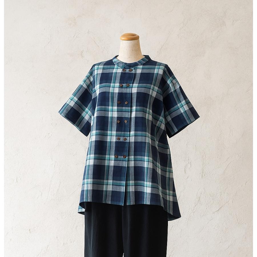 型紙 レディース ダブルボタンのバンドカラーシャツ ゆったり 大人服  M〜5L 図解説付き | 