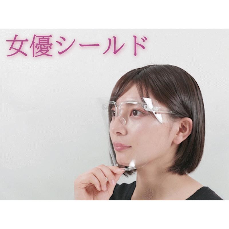 出群 シェリーショップ 店フェイスシールド 眼鏡型 可動式 女優シールド 日本製 飲食出来る 曇り止め加工 落下防止 小顔 すっきり 1個 Apca Uy