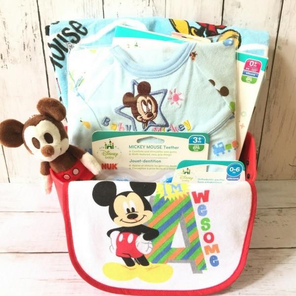Disney Mikey Mous 男の子 Baby 出産祝い 出産記念品 Baskets Gift バスケットギフト Gift バスケットギフト ミッキー Giftベビーギフト 出産祝い 7点 ディズニー