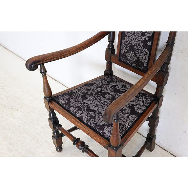 ac-12　1920年代イギリス製アンティーク オーク ハイバックチェア エルボーチェア 肘掛椅子 いす イス ホールチェア |  | 13