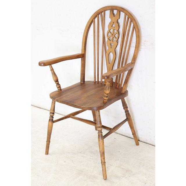 ac-15　1960年代イギリス製ビンテージ エルム ホイールバック ウインザー アームチェア 肘掛椅子 カントリー キッチン 送料無料 |  | 02