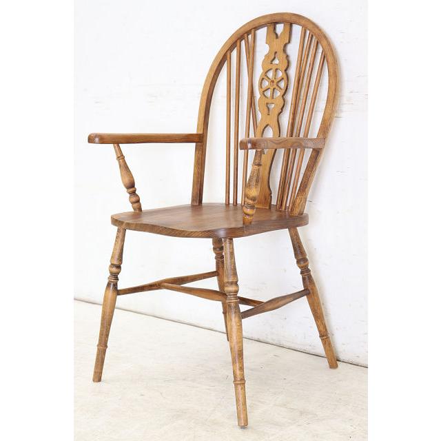 ac-15　1960年代イギリス製ビンテージ エルム ホイールバック ウインザー アームチェア 肘掛椅子 カントリー キッチン 送料無料 |  | 04