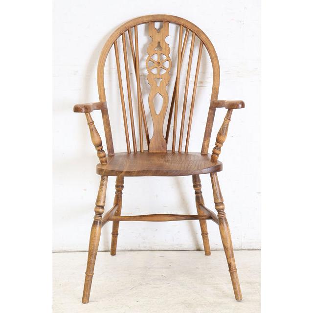 ac-15　1960年代イギリス製ビンテージ エルム ホイールバック ウインザー アームチェア 肘掛椅子 カントリー キッチン 送料無料 |  | 05