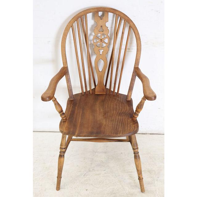 ac-15　1960年代イギリス製ビンテージ エルム ホイールバック ウインザー アームチェア 肘掛椅子 カントリー キッチン 送料無料 |  | 06