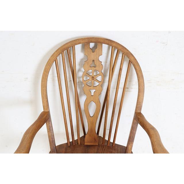 ac-15　1960年代イギリス製ビンテージ エルム ホイールバック ウインザー アームチェア 肘掛椅子 カントリー キッチン 送料無料 |  | 07