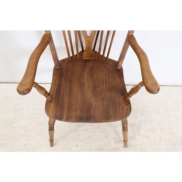 ac-15　1960年代イギリス製ビンテージ エルム ホイールバック ウインザー アームチェア 肘掛椅子 カントリー キッチン 送料無料 |  | 08