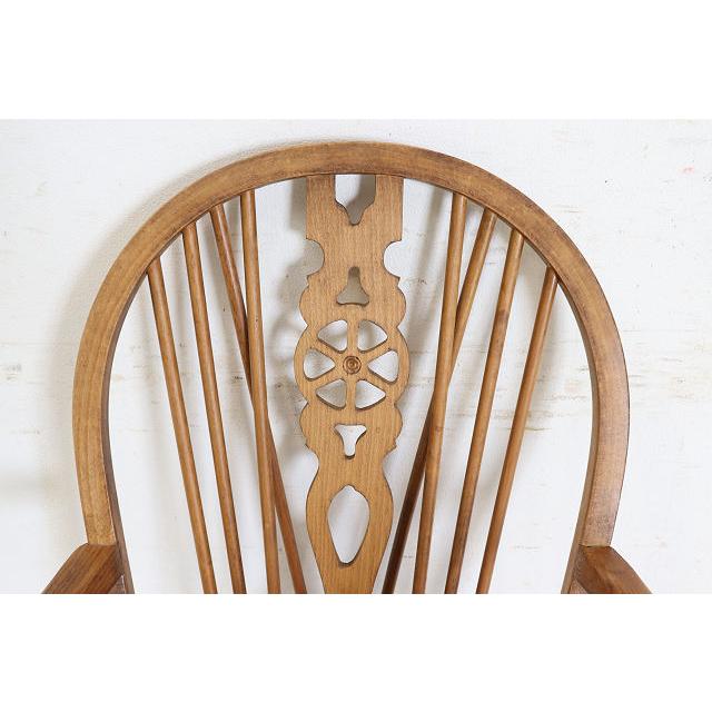 ac-15　1960年代イギリス製ビンテージ エルム ホイールバック ウインザー アームチェア 肘掛椅子 カントリー キッチン 送料無料 |  | 09