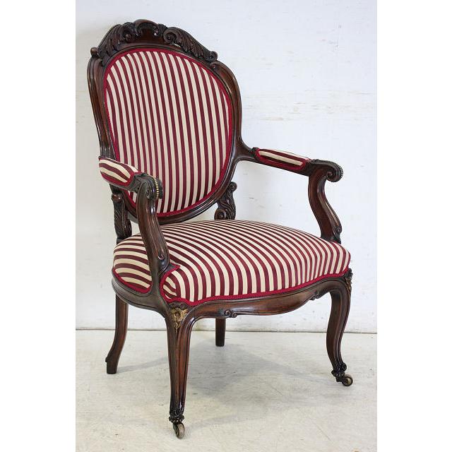 ac-4　1890年代イギリス製アンティーク　ヴィクトリアン　ウォルナット　アームチェア　シングルソファ　椅子 |  | 17