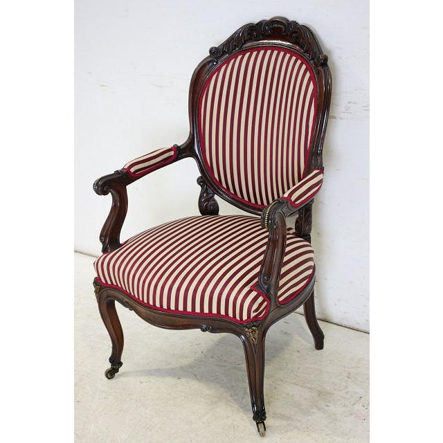 ac-4　1890年代イギリス製アンティーク　ヴィクトリアン　ウォルナット　アームチェア　シングルソファ　椅子 |  | 02