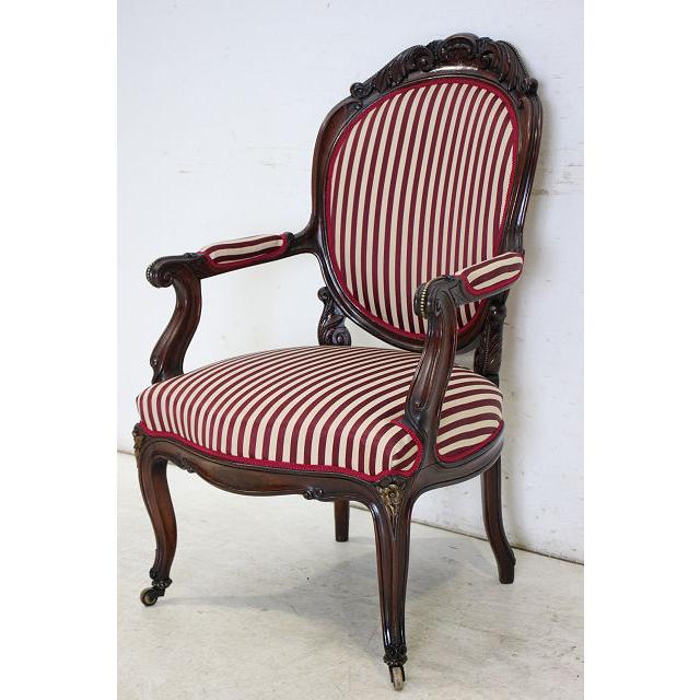 ac-4　1890年代イギリス製アンティーク　ヴィクトリアン　ウォルナット　アームチェア　シングルソファ　椅子 |  | 05