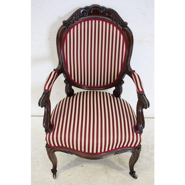 ac-4　1890年代イギリス製アンティーク　ヴィクトリアン　ウォルナット　アームチェア　シングルソファ　椅子 |  | 06