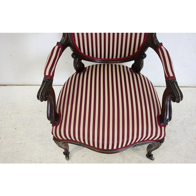 ac-4　1890年代イギリス製アンティーク　ヴィクトリアン　ウォルナット　アームチェア　シングルソファ　椅子 |  | 08