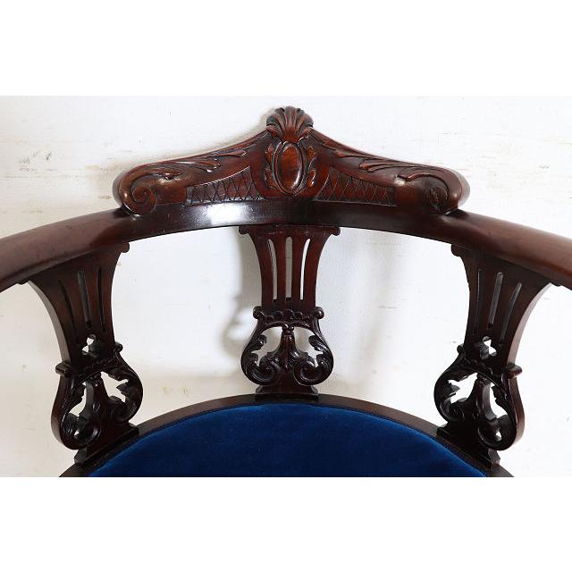 お値下げ中　英国　イギリス　アンティーク椅子　象嵌　コーナー木製コーナーチェア ac-7 1890年代イギリス製アンティーク ヴィクトリアン