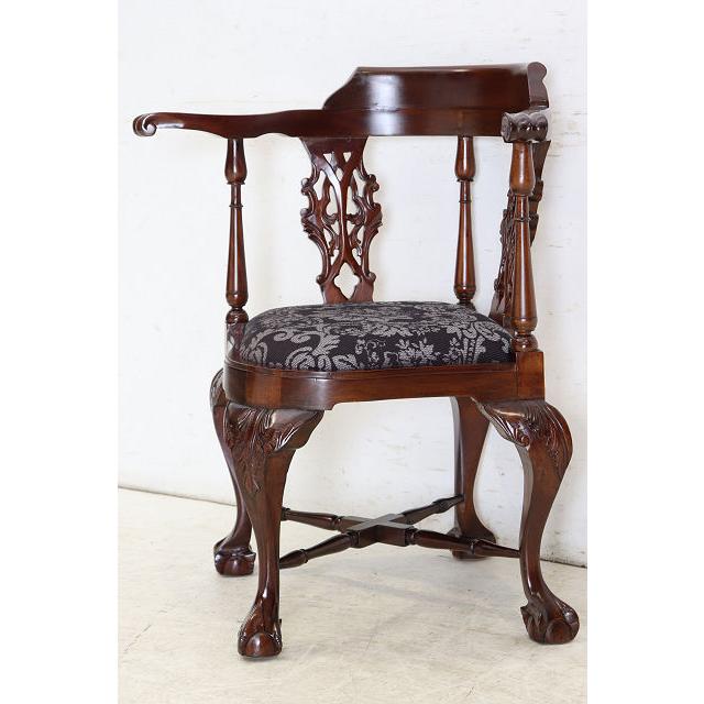 ac-9　1960年代イギリス製ビンテージ ヴィクトリアンスタイル マホガニー ボウルクロウフット コーナーチェア アームチェア 椅子 いす イス |  | 04