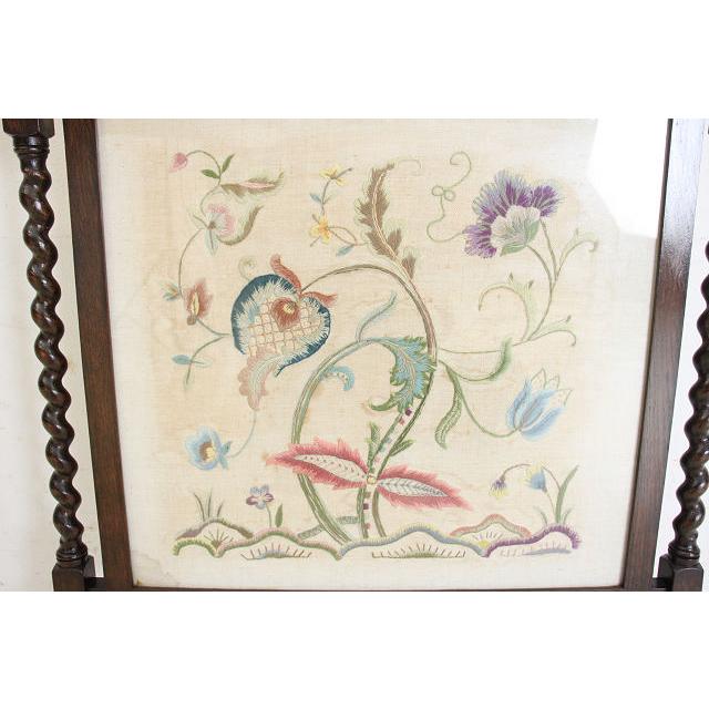 an-8　1920年イギリス製アンティーク　オーク　ボタニカル刺繍　ファイヤースクリーン　暖炉家具 |  | 10