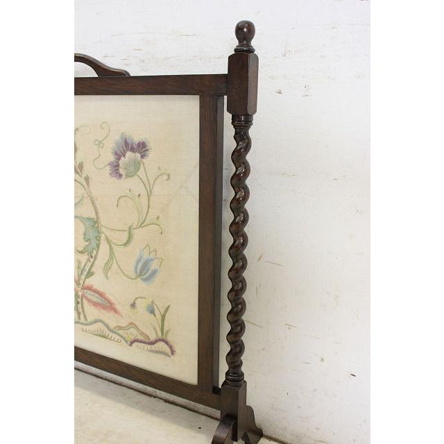 an-8　1920年イギリス製アンティーク　オーク　ボタニカル刺繍　ファイヤースクリーン　暖炉家具 |  | 14