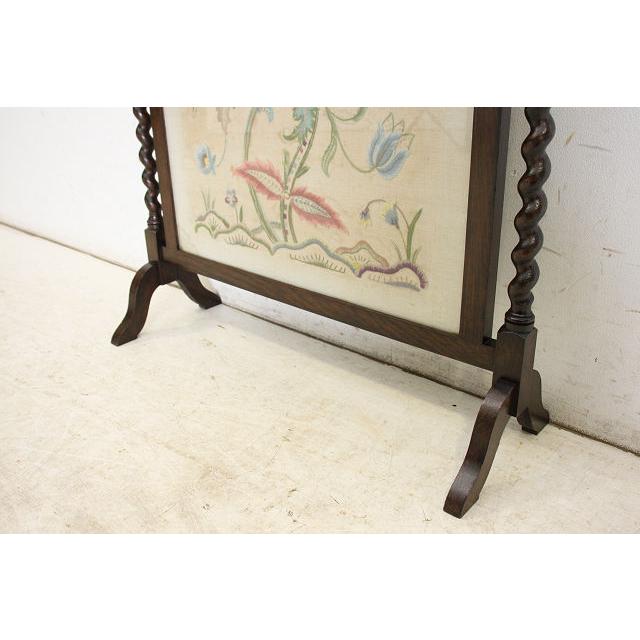 an-8　1920年イギリス製アンティーク　オーク　ボタニカル刺繍　ファイヤースクリーン　暖炉家具 |  | 15