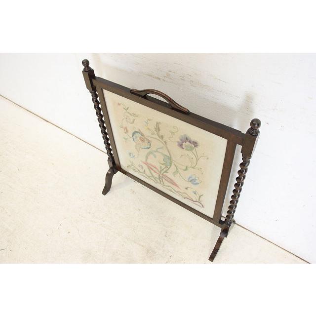 an-8　1920年イギリス製アンティーク　オーク　ボタニカル刺繍　ファイヤースクリーン　暖炉家具 |  | 06