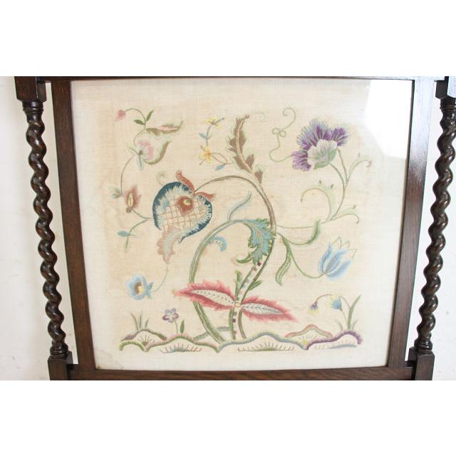 an-8　1920年イギリス製アンティーク　オーク　ボタニカル刺繍　ファイヤースクリーン　暖炉家具 |  | 08