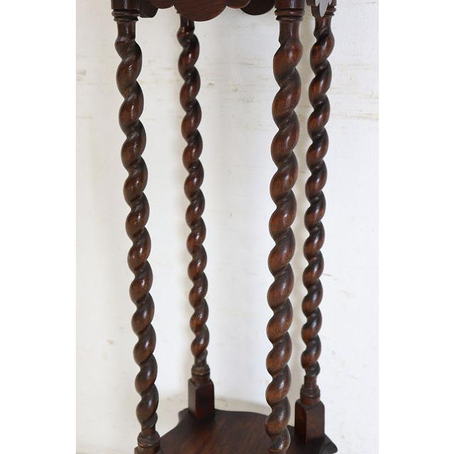 an-9　1890年代イギリス製アンティーク ヴィクトリアン オーク バリーシュガーツイスト プランタースタンド 花台 四角 スクエア送料無用 |  | 10