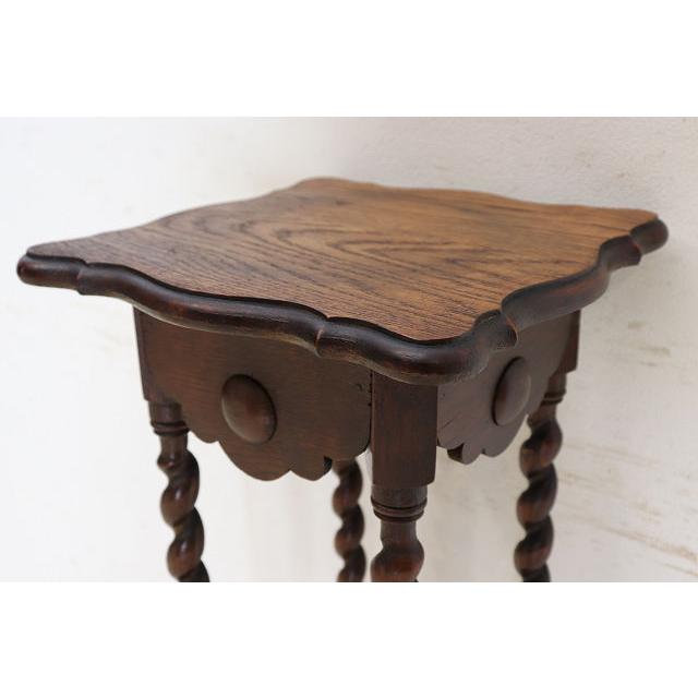 an-9　1890年代イギリス製アンティーク ヴィクトリアン オーク バリーシュガーツイスト プランタースタンド 花台 四角 スクエア送料無用 |  | 12