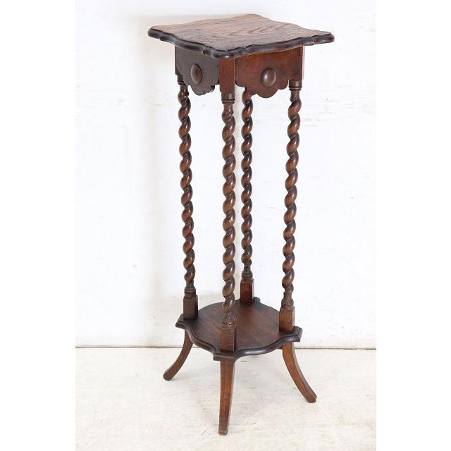 an-9　1890年代イギリス製アンティーク ヴィクトリアン オーク バリーシュガーツイスト プランタースタンド 花台 四角 スクエア送料無用 |  | 19