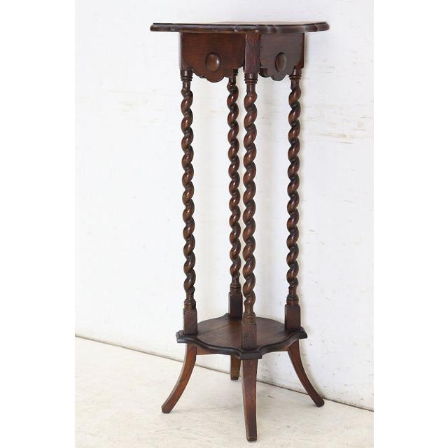 an-9　1890年代イギリス製アンティーク ヴィクトリアン オーク バリーシュガーツイスト プランタースタンド 花台 四角 スクエア送料無用 |  | 05